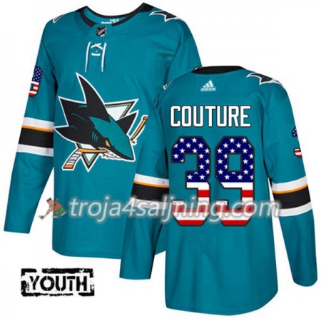 San Jose Sharks tröja Logan Couture 39 Adidas 2017-2018 Teal USA Flag Fashion Authentic - NHL Tröjor Barn